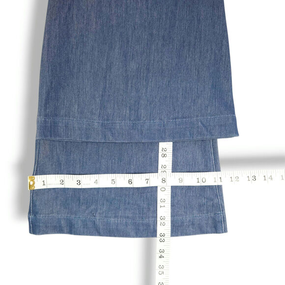Halara Crossover High Rise Wide Leg Flare Pants Denim Look Stretch Indigo S NWT - Picture 7 of 7
